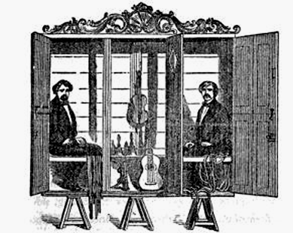Another view of the Cabinet, showing ropes and musical instruments prior to the "Séance" 